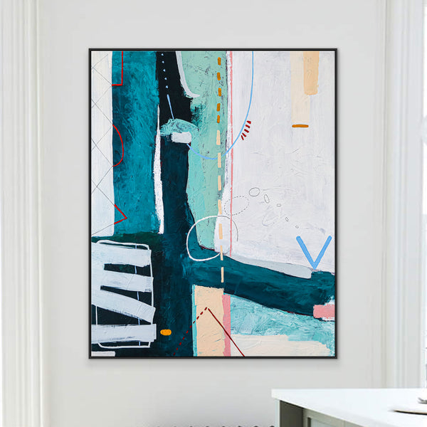 Playful & Youthful Energy in Original Abstract Painting in Acrylic, Modern Canvas Wall Art | Puer (Vertical Ver.)