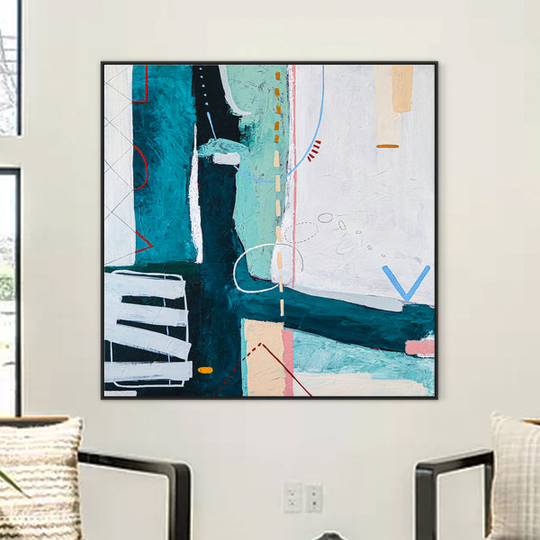 Playful & Youthful Original Abstract Painting in Acrylic, Large Modern Contemporary Canvas Wall Art | Puer