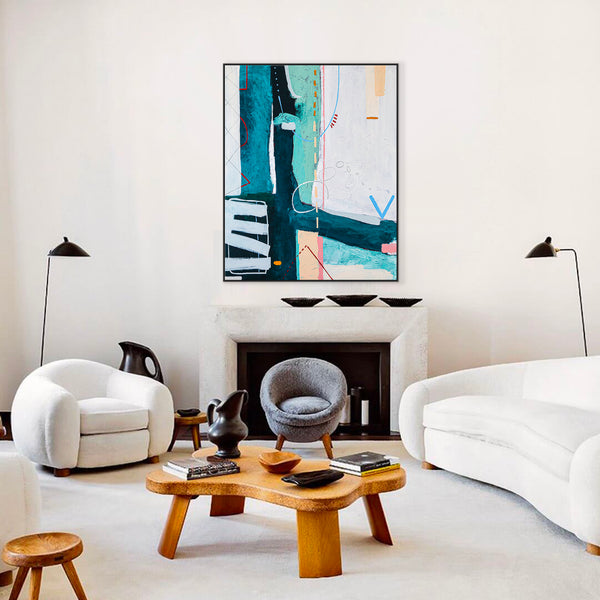 Playful & Youthful Energy in Original Abstract Painting in Acrylic, Modern Canvas Wall Art | Puer (Vertical Ver.)