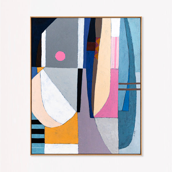 Teal Minimalist Abstract Wall Art — Large Original Oil Painting, Textured Canvas — "Quiet Pivot"