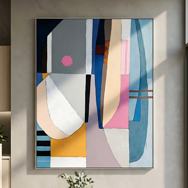 Teal Minimalist Abstract Wall Art — Large Original Oil Painting, Textured Canvas — "Quiet Pivot"