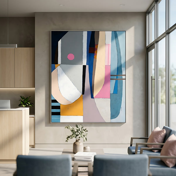 Teal Minimalist Abstract Wall Art — Large Original Oil Painting, Textured Canvas — "Quiet Pivot"