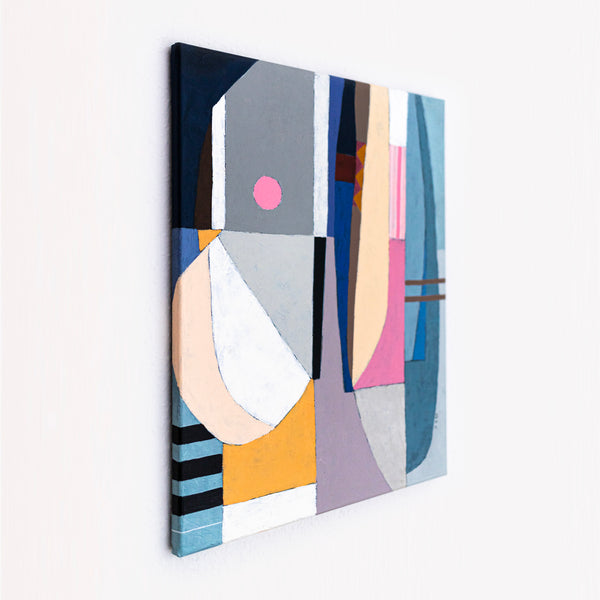 Teal Minimalist Abstract Wall Art — Large Original Oil Painting, Textured Canvas — "Quiet Pivot"