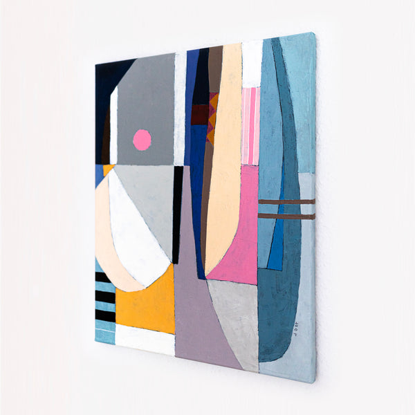 Teal Minimalist Abstract Wall Art — Large Original Oil Painting, Textured Canvas — "Quiet Pivot" (16"x20" | 41x51cm)