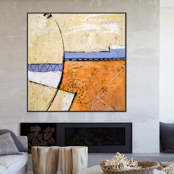 Realm of Imagination in Geometric Abstract Original Painting, Large Acrylic Modern Canvas Wall Art | Reception
