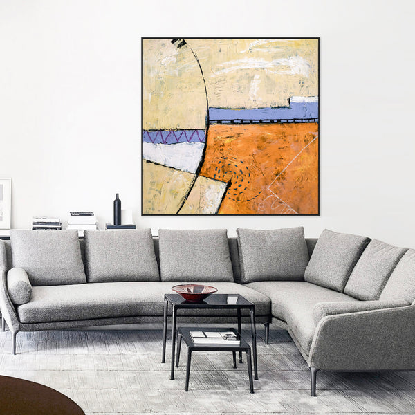 Realm of Imagination in Geometric Abstract Original Painting, Large Acrylic Modern Canvas Wall Art | Reception