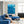 Blue Original Abstract Acrylic Painting in Rough Brush Strokes, Large Modern Canvas Wall Art | Red dot transported