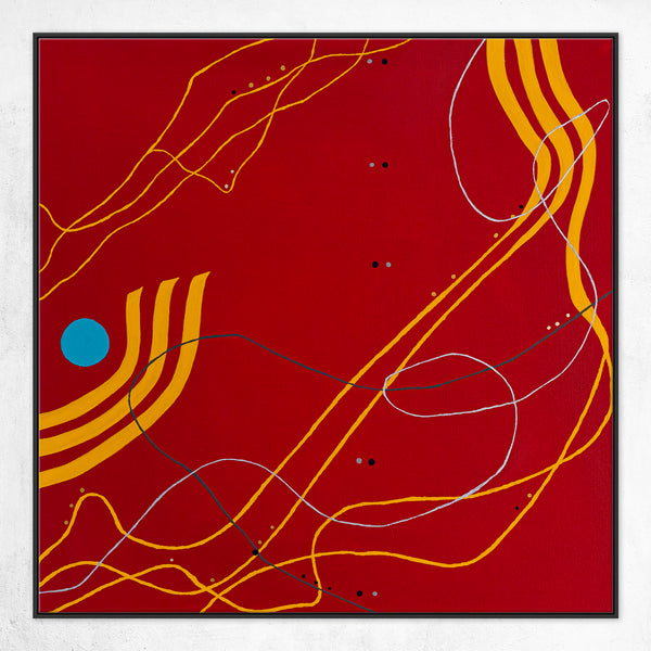 Original Modern Abstract Painting in Oil and Acrylic, Minimalism Canvas Wall Art | Red night melody (36"x36")