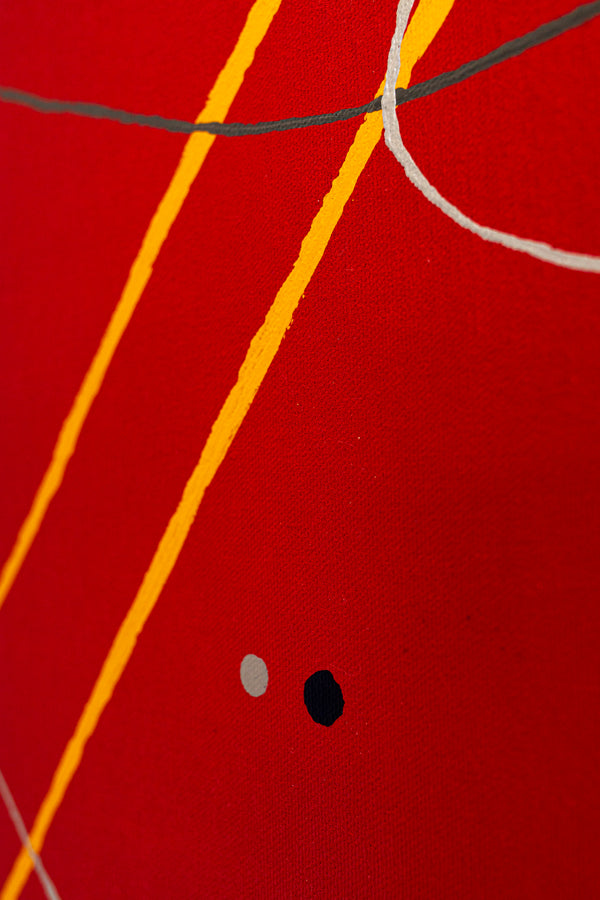 Original Modern Abstract Painting in Oil and Acrylic, Minimalism Canvas Wall Art | Red night melody (36"x36")