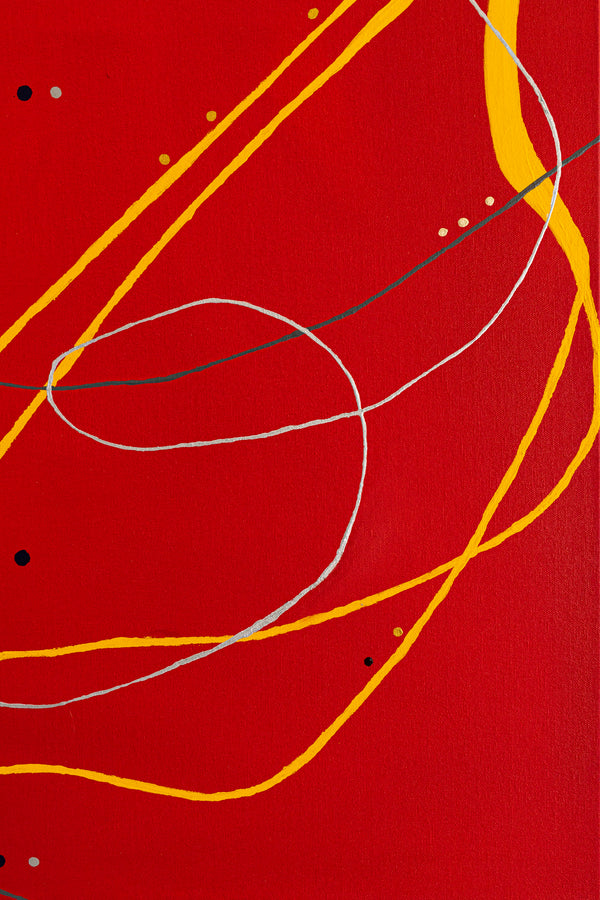 Original Modern Abstract Painting in Oil and Acrylic, Minimalism Canvas Wall Art | Red night melody (36"x36")