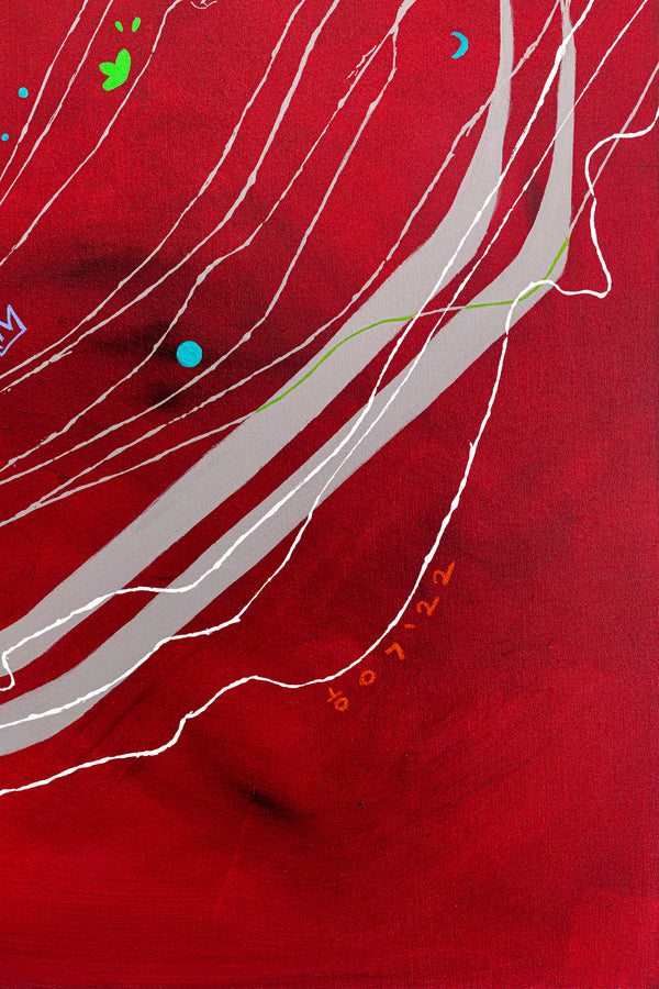 Abstract Original Painting Reflecting the Rich Texture & Space-filled Beauty of a Crimson Twilight | Red night of resonance (48"x48")