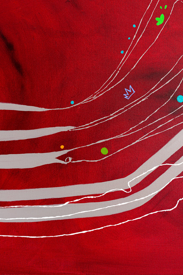 Abstract Original Painting Reflecting the Rich Texture & Space-filled Beauty of a Crimson Twilight | Red night of resonance (48"x48")