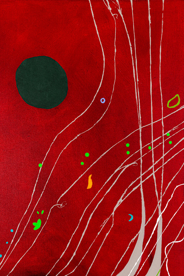 Abstract Original Painting Reflecting the Rich Texture & Space-filled Beauty of a Crimson Twilight | Red night of resonance (48"x48")