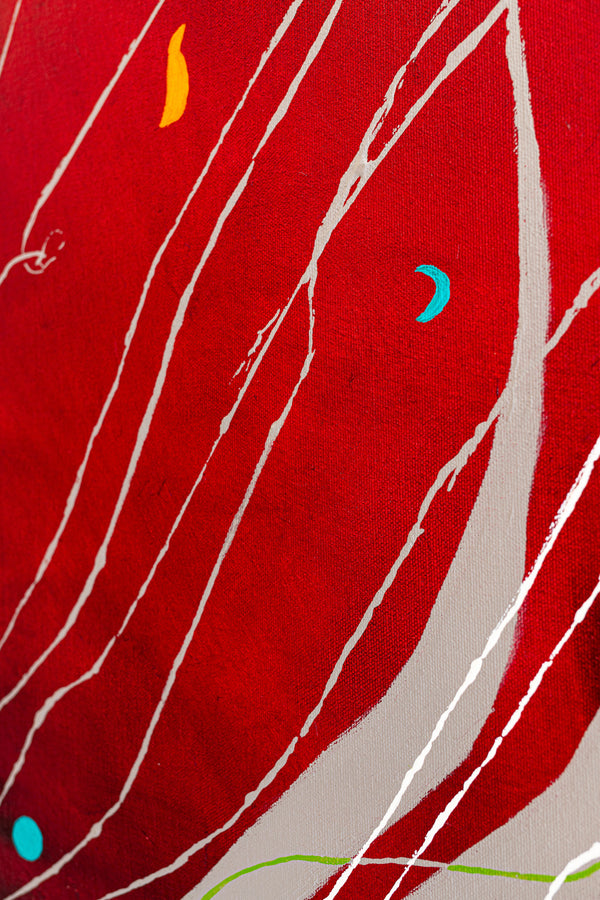 Abstract Original Painting Reflecting the Rich Texture & Space-filled Beauty of a Crimson Twilight | Red night of resonance (48"x48")