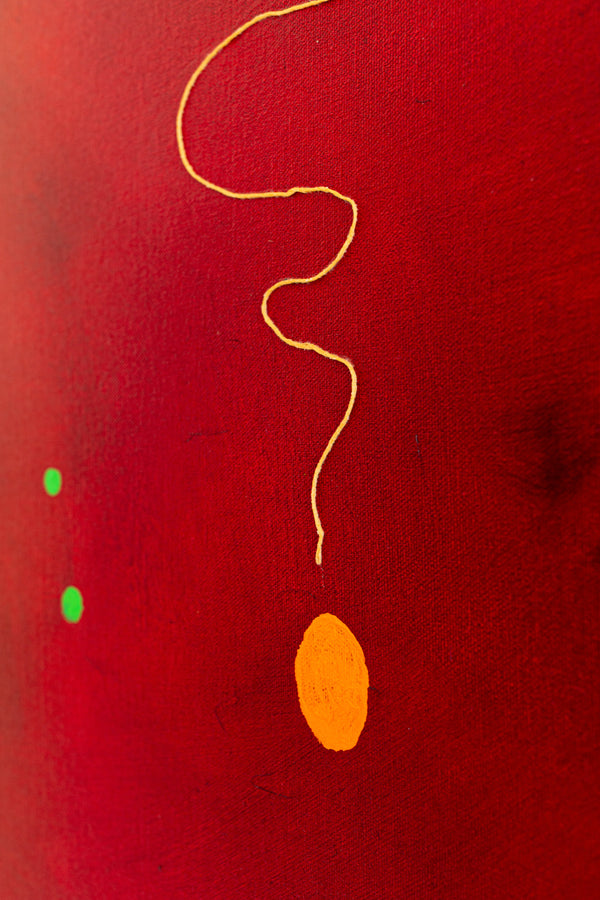 Abstract Original Painting Reflecting the Rich Texture & Space-filled Beauty of a Crimson Twilight | Red night of resonance (48"x48")