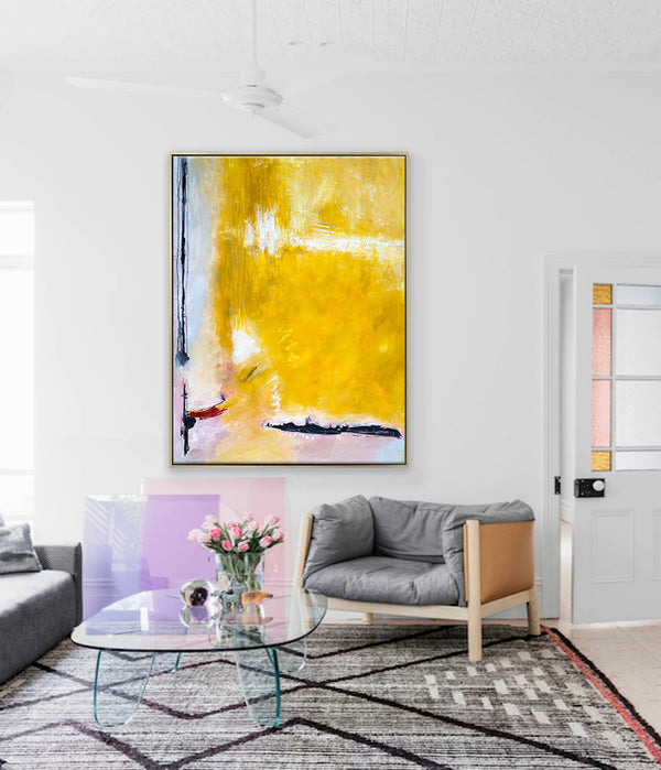 Journey of Yellow in Original Abstract Acrylic Painting, Large Modern Expressionist Canvas Wall Art | Reminiscent