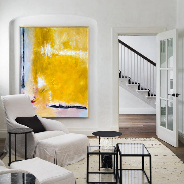 Journey of Yellow in Original Abstract Acrylic Painting, Large Modern Expressionist Canvas Wall Art | Reminiscent