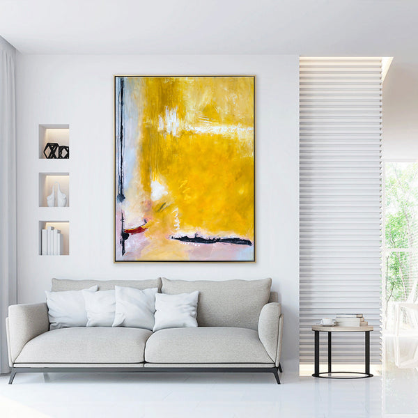 Journey of Yellow in Original Abstract Acrylic Painting, Large Modern Expressionist Canvas Wall Art | Reminiscent