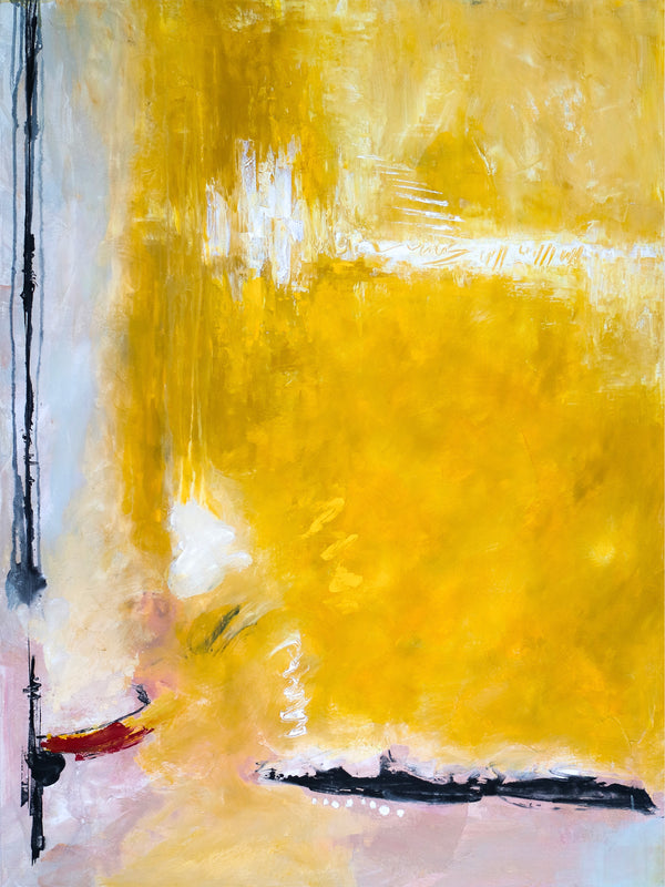 Journey of Yellow in Original Abstract Acrylic Painting, Large Modern Expressionist Canvas Wall Art | Reminiscent