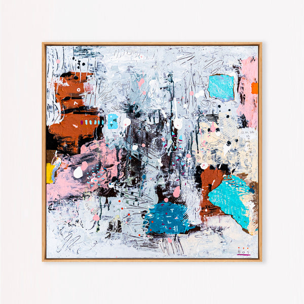 Abstract Painting – Original Acrylic & Oil Painting on Canvas, Mixed Media Modern Painting  – Rhythmus Silentii (20"x20" | 50x50cm)