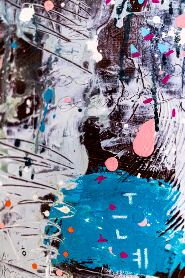 Abstract Painting – Original Acrylic & Oil Painting on Canvas, Mixed Media Modern Painting  – Rhythmus Silentii (20"x20" | 50x50cm)