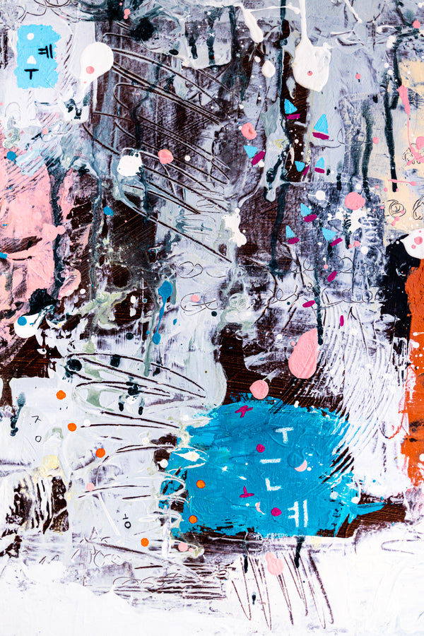 Abstract Painting – Original Acrylic & Oil Painting on Canvas, Mixed Media Modern Painting  – Rhythmus Silentii (20"x20" | 50x50cm)