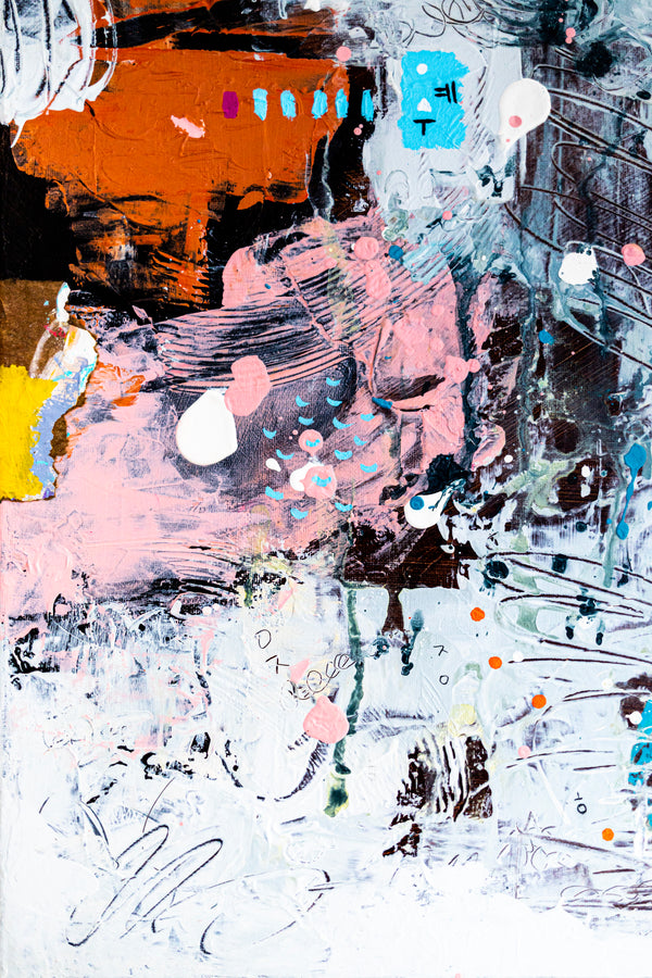 Abstract Painting – Original Acrylic & Oil Painting on Canvas, Mixed Media Modern Painting  – Rhythmus Silentii (20"x20" | 50x50cm)