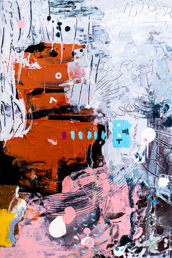 Abstract Painting – Original Acrylic & Oil Painting on Canvas, Mixed Media Modern Painting  – Rhythmus Silentii (20"x20" | 50x50cm)