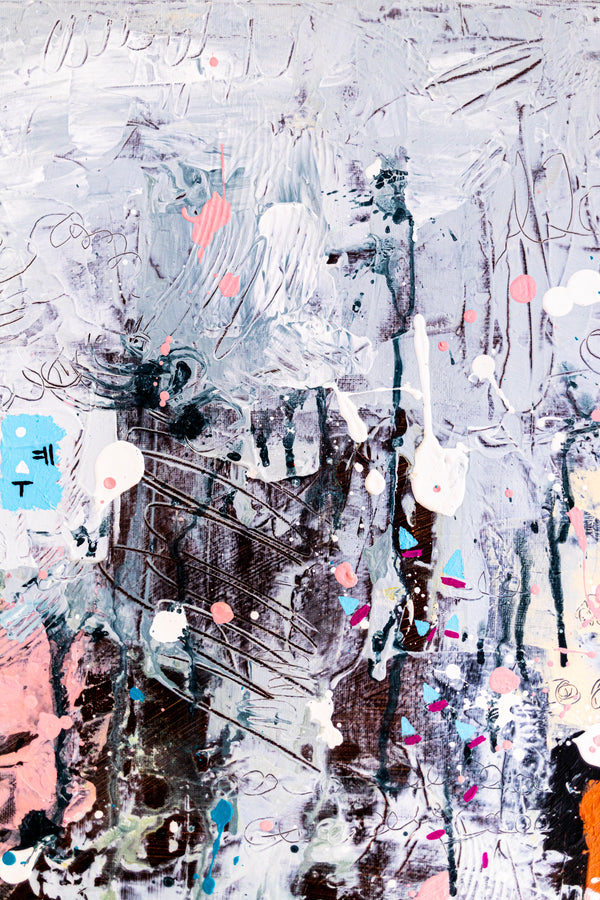 Abstract Painting – Original Acrylic & Oil Painting on Canvas, Mixed Media Modern Painting  – Rhythmus Silentii (20"x20" | 50x50cm)