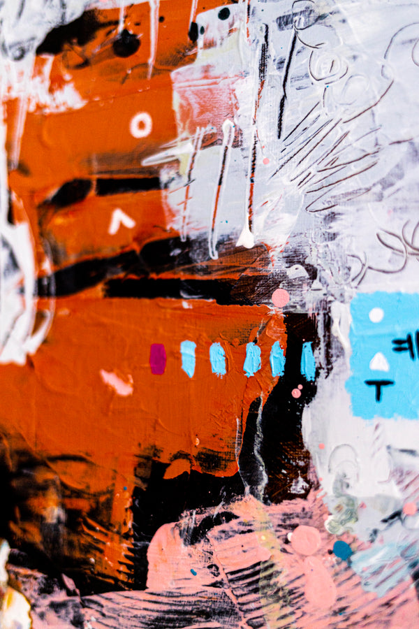 Abstract Painting – Original Acrylic & Oil Painting on Canvas, Mixed Media Modern Painting  – Rhythmus Silentii (20"x20" | 50x50cm)