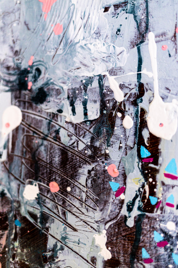 Abstract Painting – Original Acrylic & Oil Painting on Canvas, Mixed Media Modern Painting  – Rhythmus Silentii (20"x20" | 50x50cm)