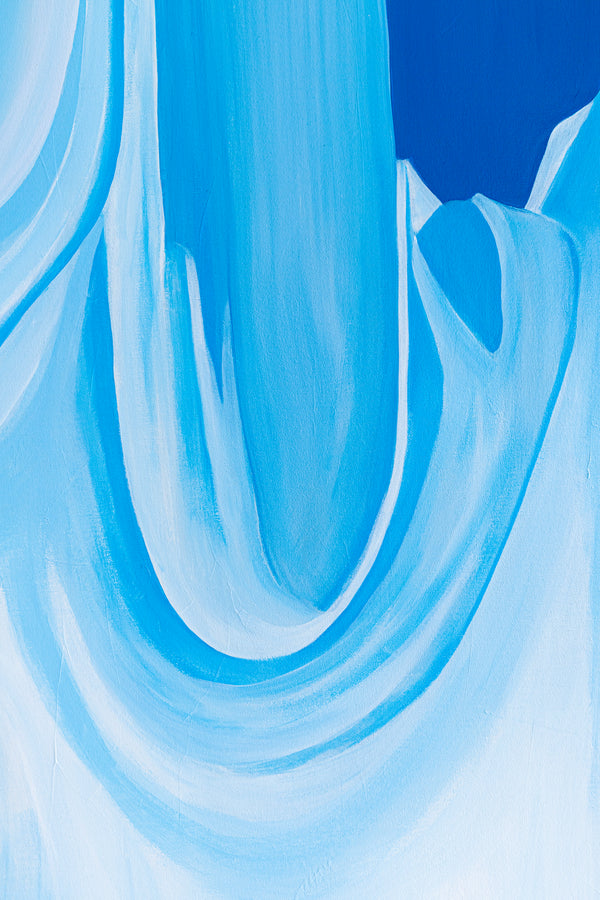 Embodying Mystique and Movement in a Minimalistic Sky Blue Abstract Modern Painting Wall Art | Riso (48"x48")