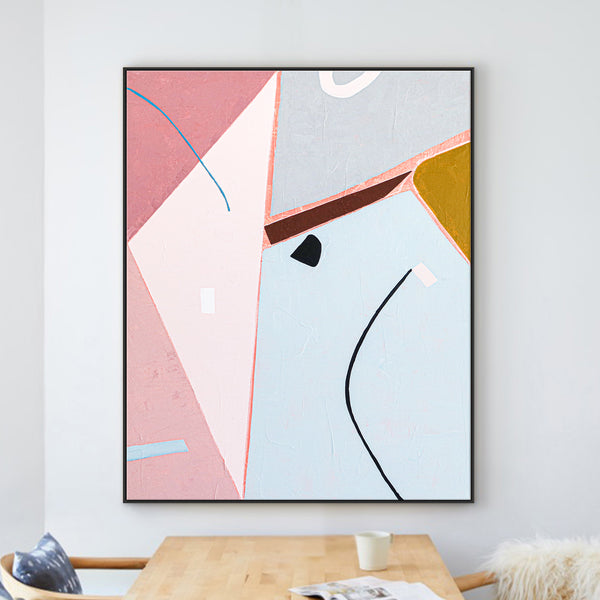 Minimalistic Acrylic Abstract Painting in Beautiful Colors, Original Large Canvas Wall Art | Romantic malfunction