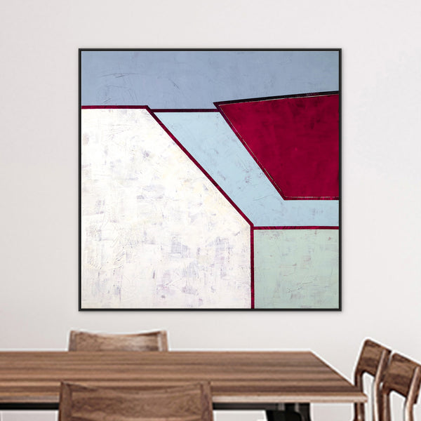 Geometric Original Abstract Acrylic Painting, Minimalist Modern Canvas Wall Art in Simplistic Composition | Room II