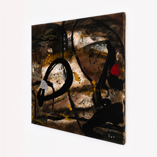 Abstract Painting - Original Wall Art – Oil & Acrylic on Canvas – Earth Tone Contemporary Modern Wall Art – Rudis II (20"x20" | 50x50cm)