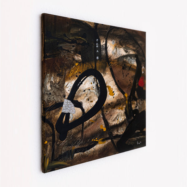 Abstract Painting - Original Wall Art – Oil & Acrylic on Canvas – Earth Tone Contemporary Modern Wall Art – Rudis II (20"x20" | 50x50cm)