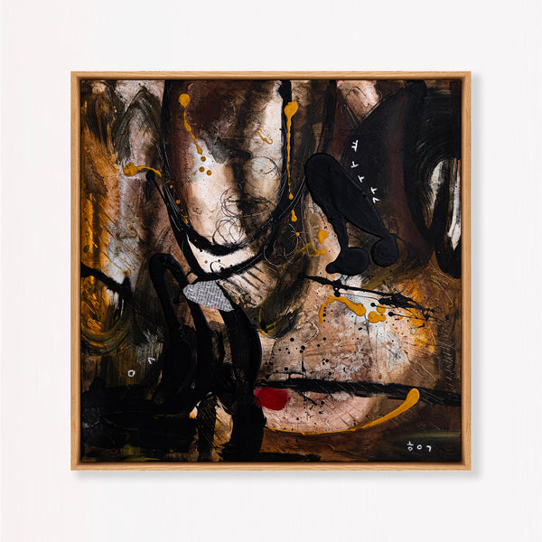 Abstract Painting - Original Wall Art – Oil & Acrylic on Canvas – Earth Tone Contemporary Modern Wall Art – Rudis I (20"x20" | 50x50cm)