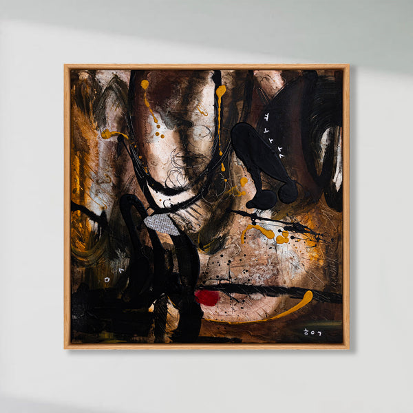 Abstract Painting - Original Wall Art – Oil & Acrylic on Canvas – Earth Tone Contemporary Modern Wall Art – Rudis I (20"x20" | 50x50cm)