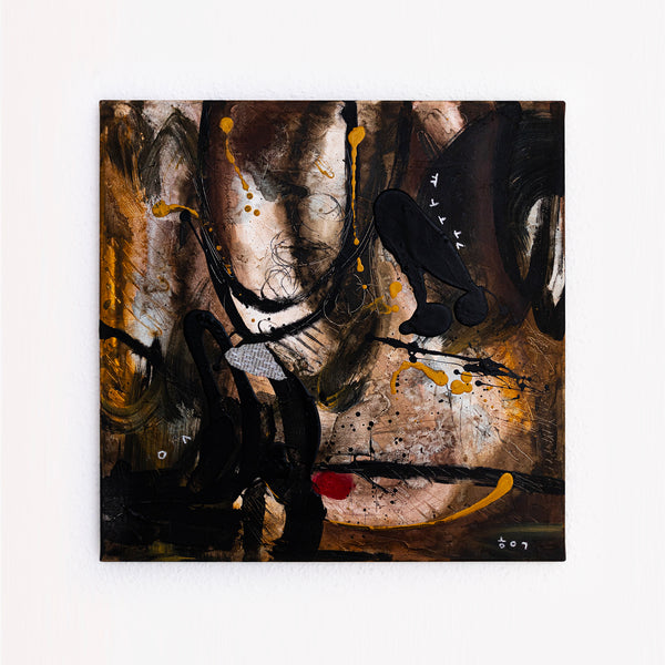 Abstract Painting - Original Wall Art – Oil & Acrylic on Canvas – Earth Tone Contemporary Modern Wall Art – Rudis I (20"x20" | 50x50cm)
