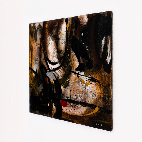 Abstract Painting - Original Wall Art – Oil & Acrylic on Canvas – Earth Tone Contemporary Modern Wall Art – Rudis I (20"x20" | 50x50cm)