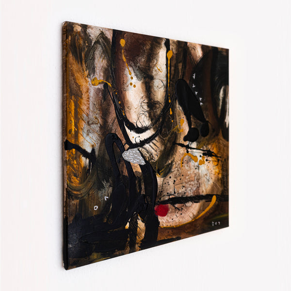 Abstract Painting - Original Wall Art – Oil & Acrylic on Canvas – Earth Tone Contemporary Modern Wall Art – Rudis I (20"x20" | 50x50cm)
