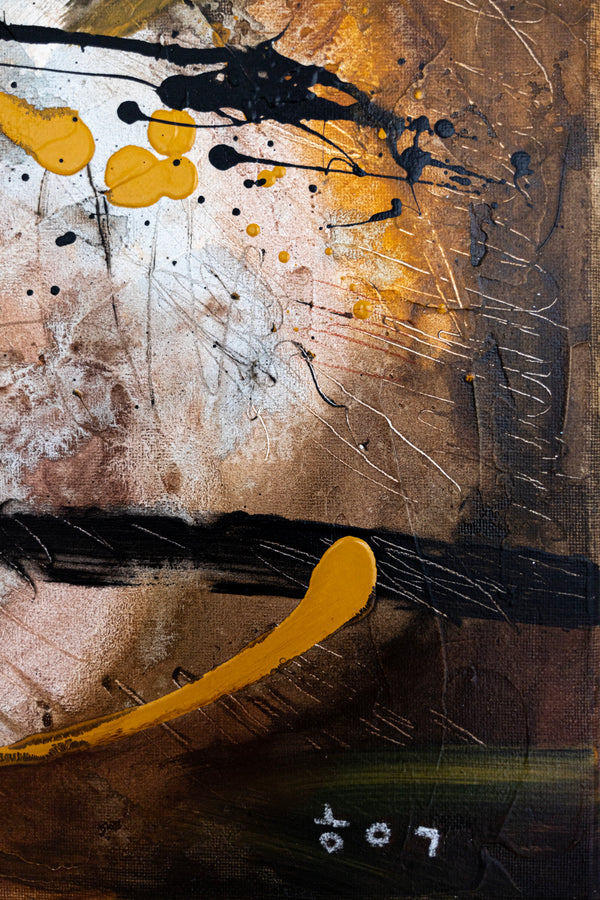Abstract Painting - Original Wall Art – Oil & Acrylic on Canvas – Earth Tone Contemporary Modern Wall Art – Rudis I (20"x20" | 50x50cm)
