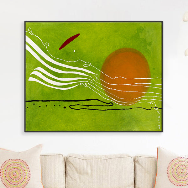 Tranquil Green Modern Abstract Original Painting, Canvas Wall Art Infused with Peaceful Minimalism | Scattered melody (50"x40")