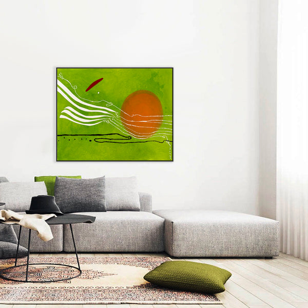 Tranquil Green Modern Abstract Original Painting, Canvas Wall Art Infused with Peaceful Minimalism | Scattered melody (50"x40")