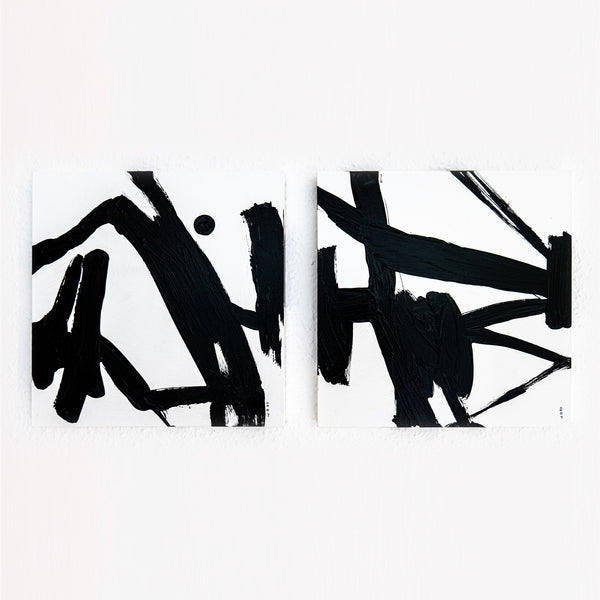 Abstract Painting Original, Expressionism in Modern Abstract Wall Art |  Schweiss 2 Set (12"x12")