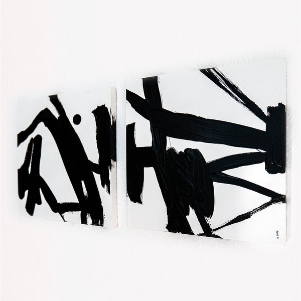 Abstract Painting Original, Expressionism in Modern Abstract Wall Art |  Schweiss 2 Set (12"x12")