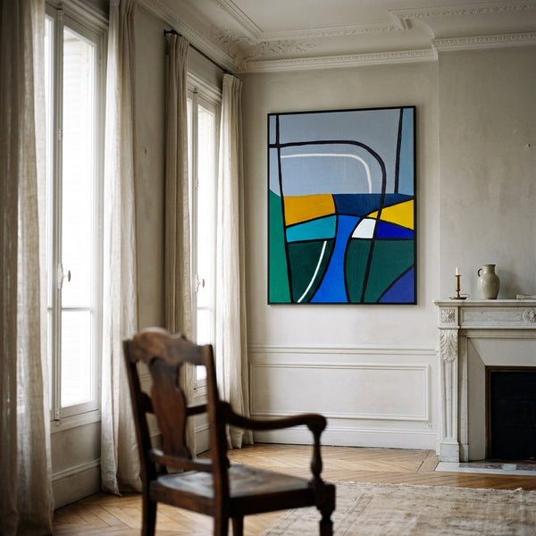 Moody Neutral Abstract Wall Art — Modern Original Oil Painting, Textured Canvas — "Sectio Loci II"