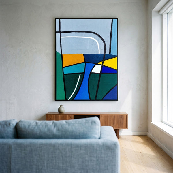 Moody Neutral Abstract Wall Art — Modern Original Oil Painting, Textured Canvas — "Sectio Loci II"