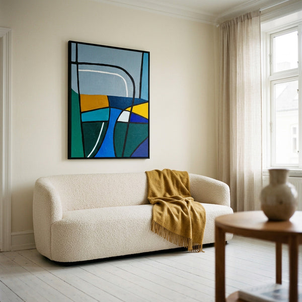 Moody Neutral Abstract Wall Art — Modern Original Oil Painting, Textured Canvas — "Sectio Loci II"