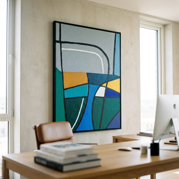 Moody Neutral Abstract Wall Art — Modern Original Oil Painting, Textured Canvas — "Sectio Loci II"